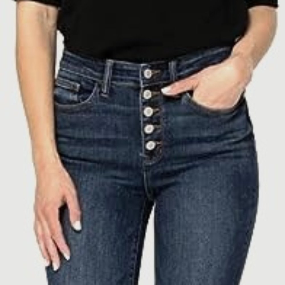 Judy Blue Women's High Rise Exposed Button Fly Cutoff Hem Skinny Jeans